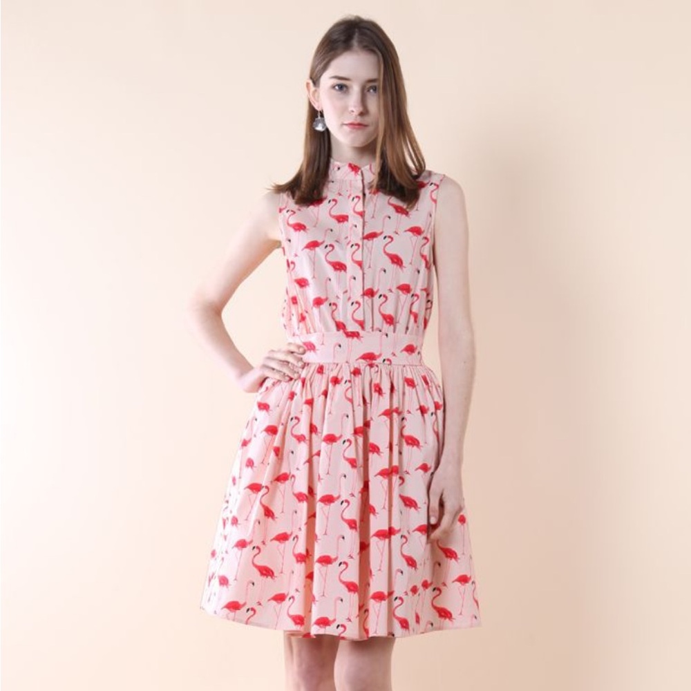Chicwish- Flamingo Fun Flare Dress